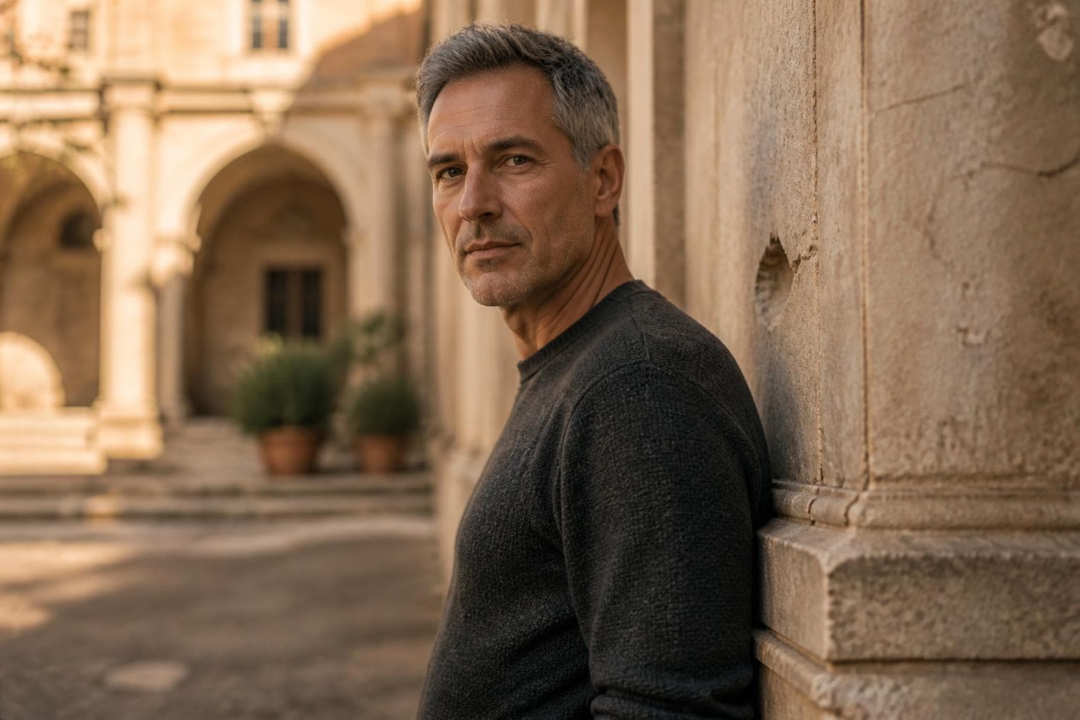 Portrait of a man in quiet, dramatic side light